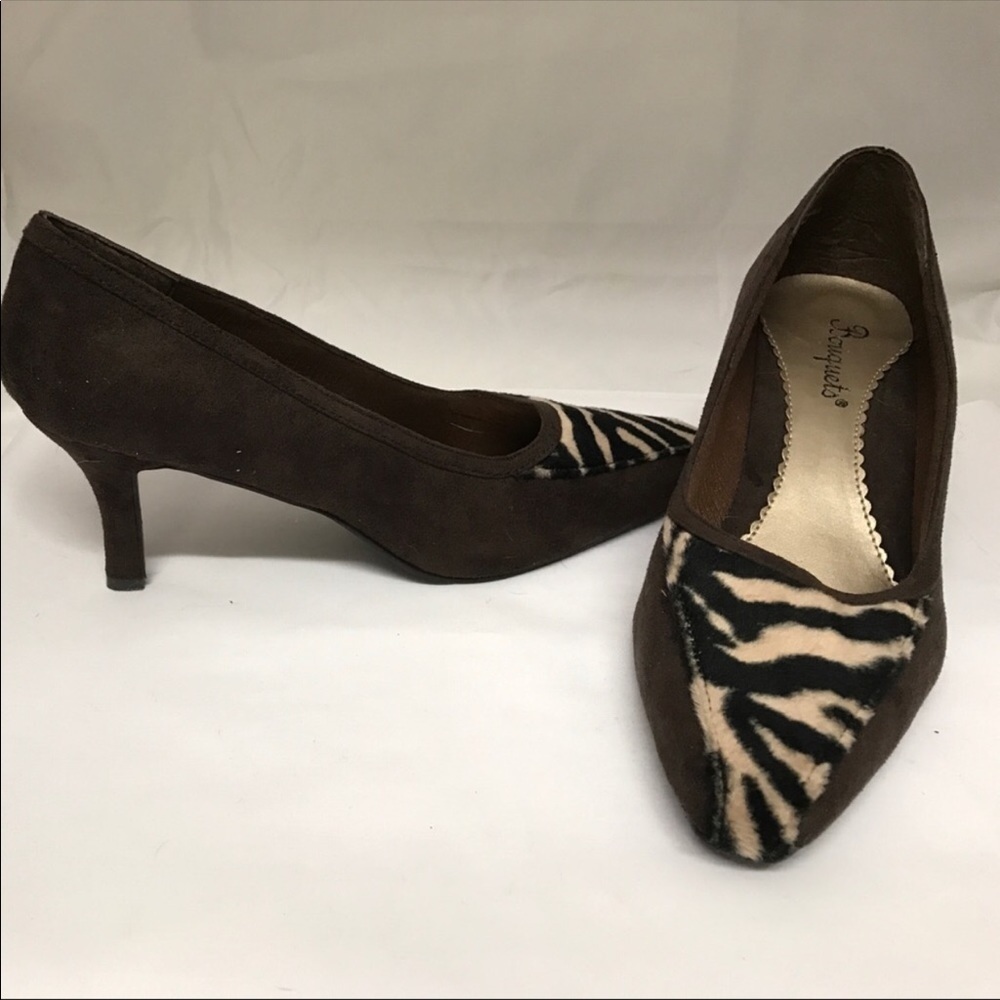 Bouquets Vegan Brown & Zebra pump Size 10WW